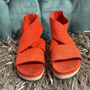 Eileen Fisher  Nubuck Leather Wedge Sandals